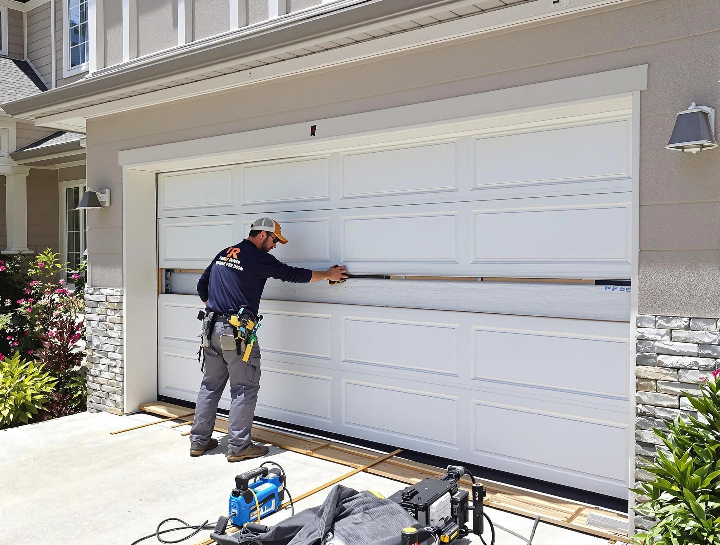 Ridgewood Garage Door Repair team performing complete garage door replacement at Ridgewood residence