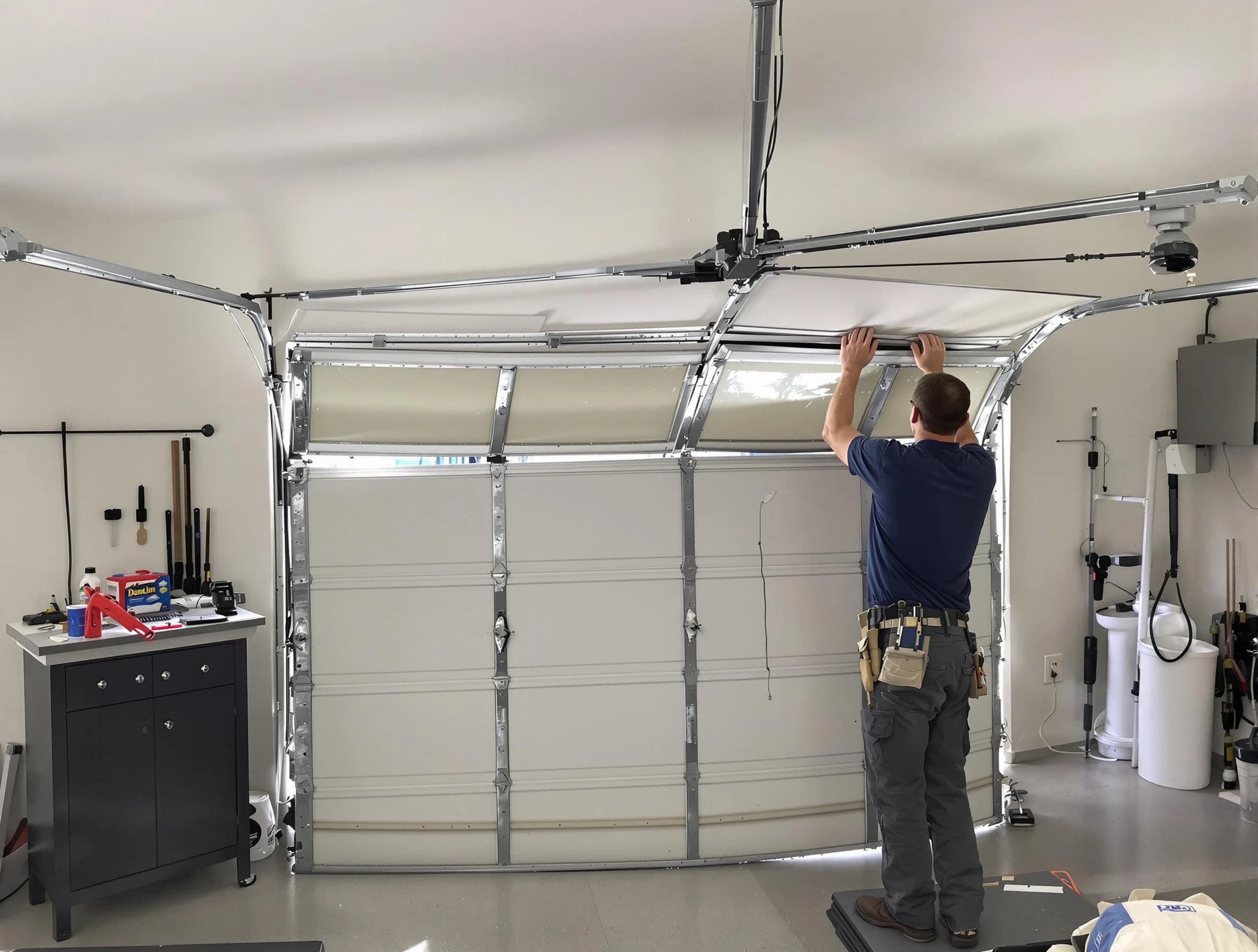 Ridgewood Garage Door Repair specialist performing precise section replacement on Ridgewood garage door