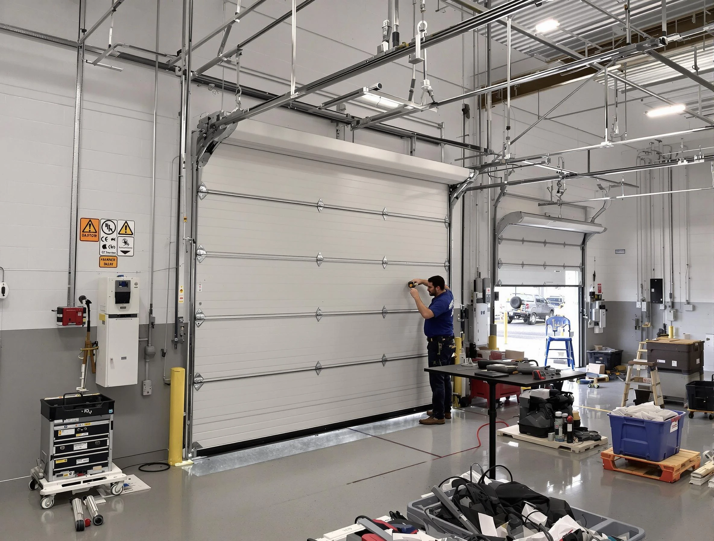 Commercial garage door repair being performed by Ridgewood Garage Door Repair expert in Ridgewood