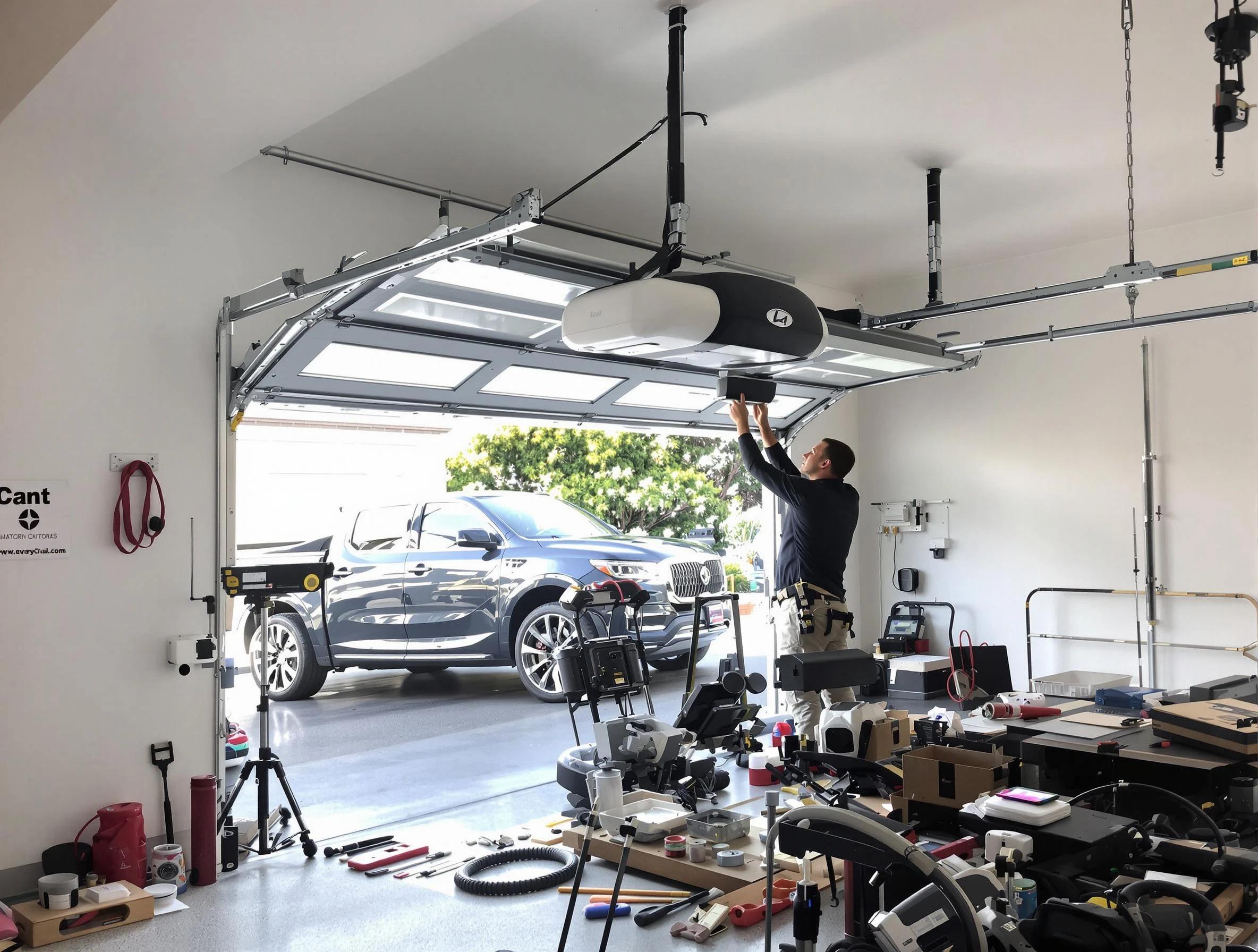 Ridgewood Garage Door Repair specialist installing smart garage door opener system in Ridgewood home